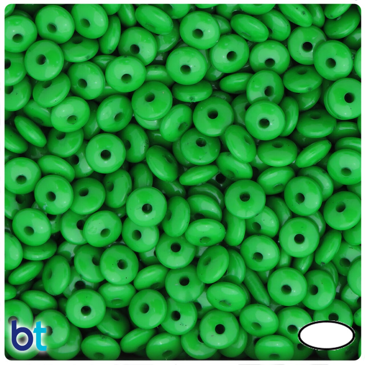 BeadTin Dark Green Opaque 7mm Rondelle Plastic Craft Beads (600pcs)